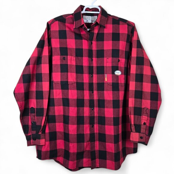 Rasco FR Shirt Mens XL Long Red Black Plaid Fire Flame Resistant HRC2 Work - Picture 1 of 11